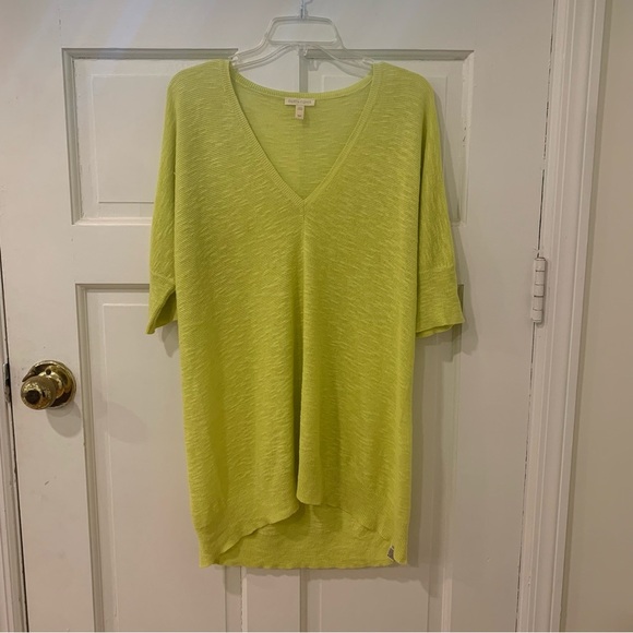 Eileen Fisher Organic Cotton Linen Blend Oversized Honeydew V Neck Tunic Small - Picture 2 of 10